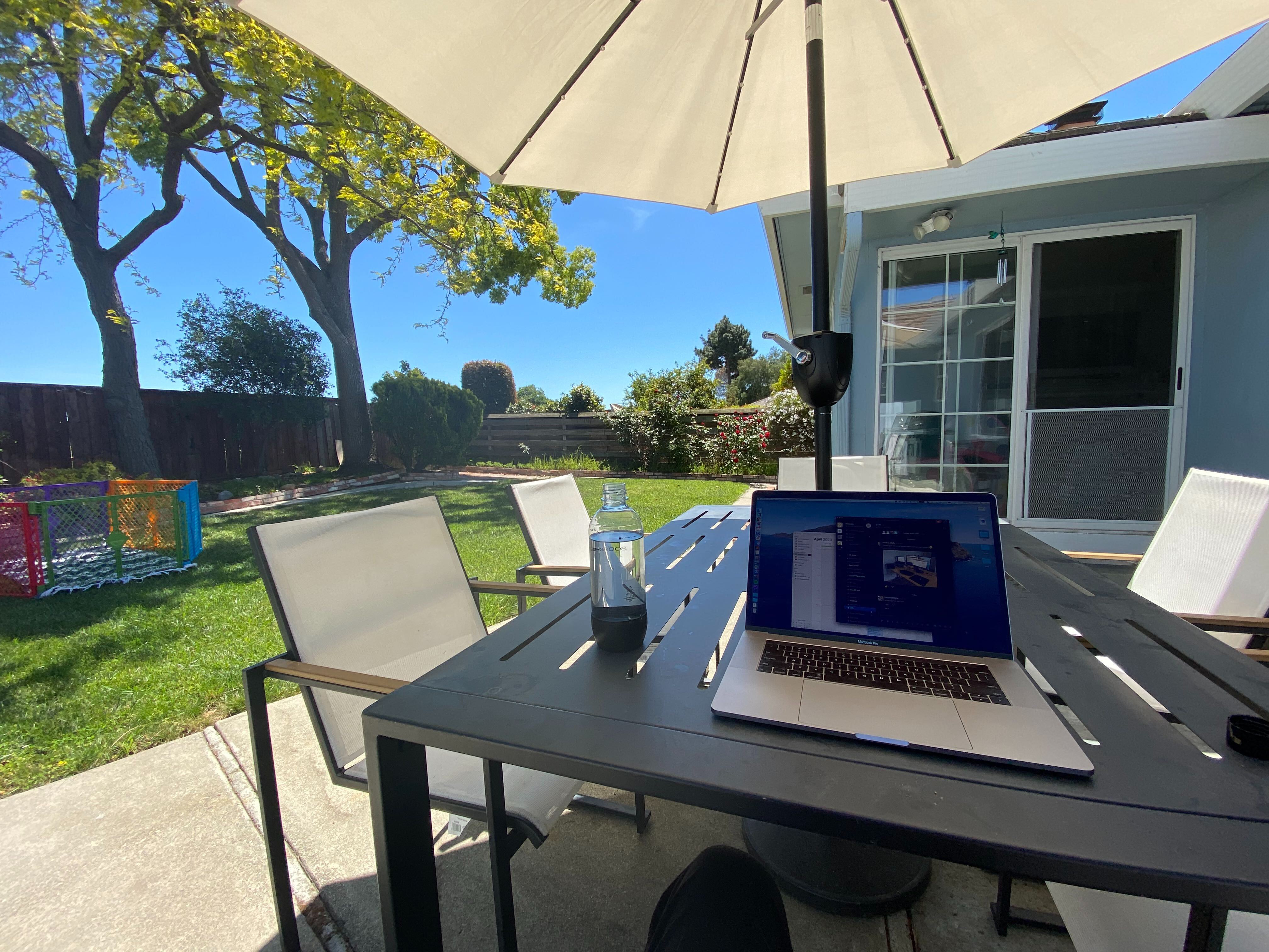 working out in the patio