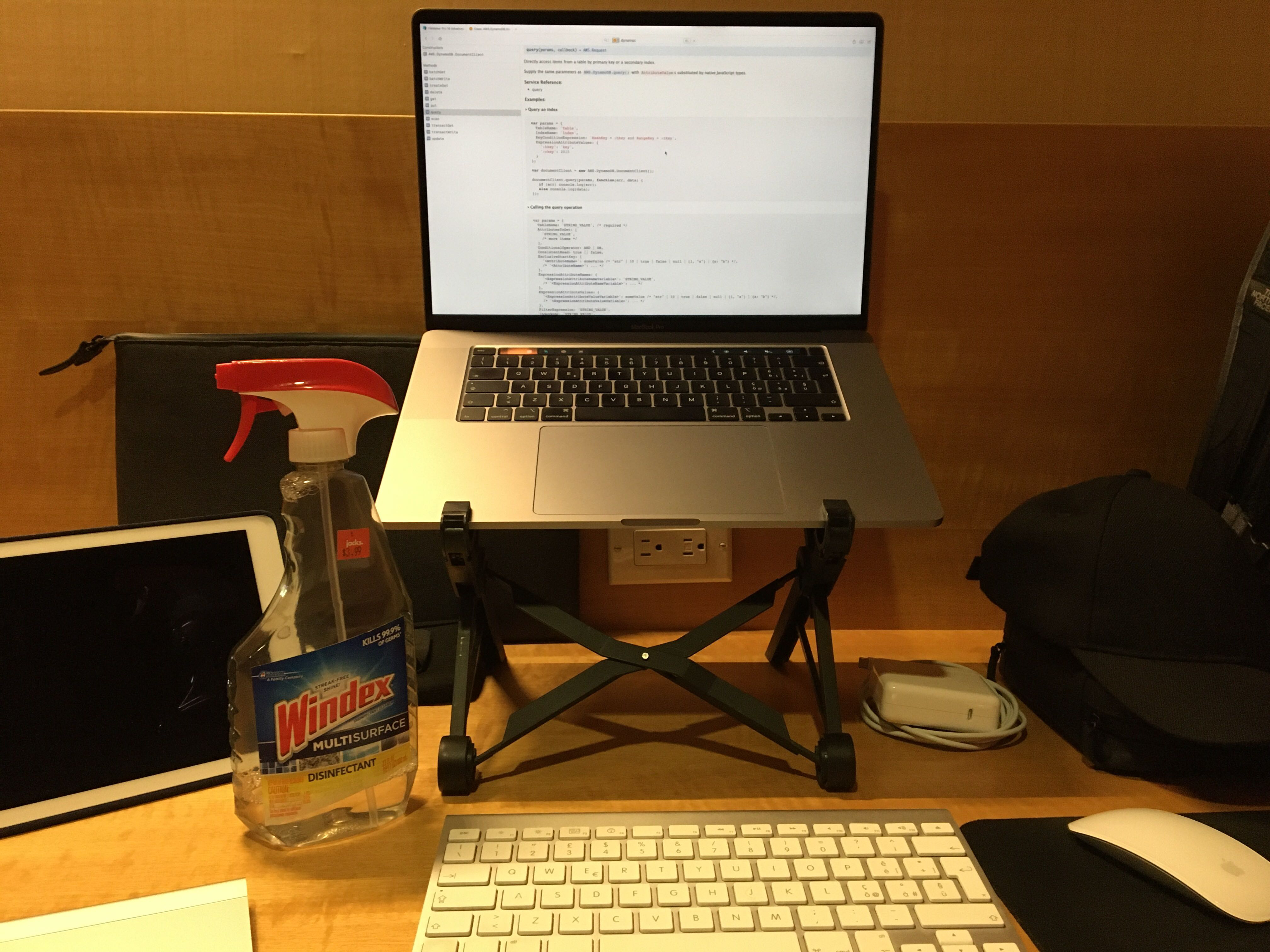 Workstation with multisurface disinfectant solution